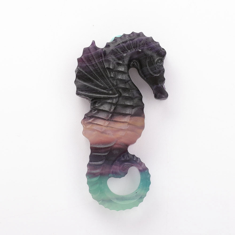 Hippocampe en fluorite sculpté à la main de 2,5 pouces
