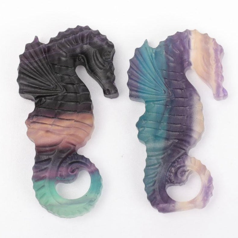 Hippocampe en fluorite sculpté à la main de 2,5 pouces