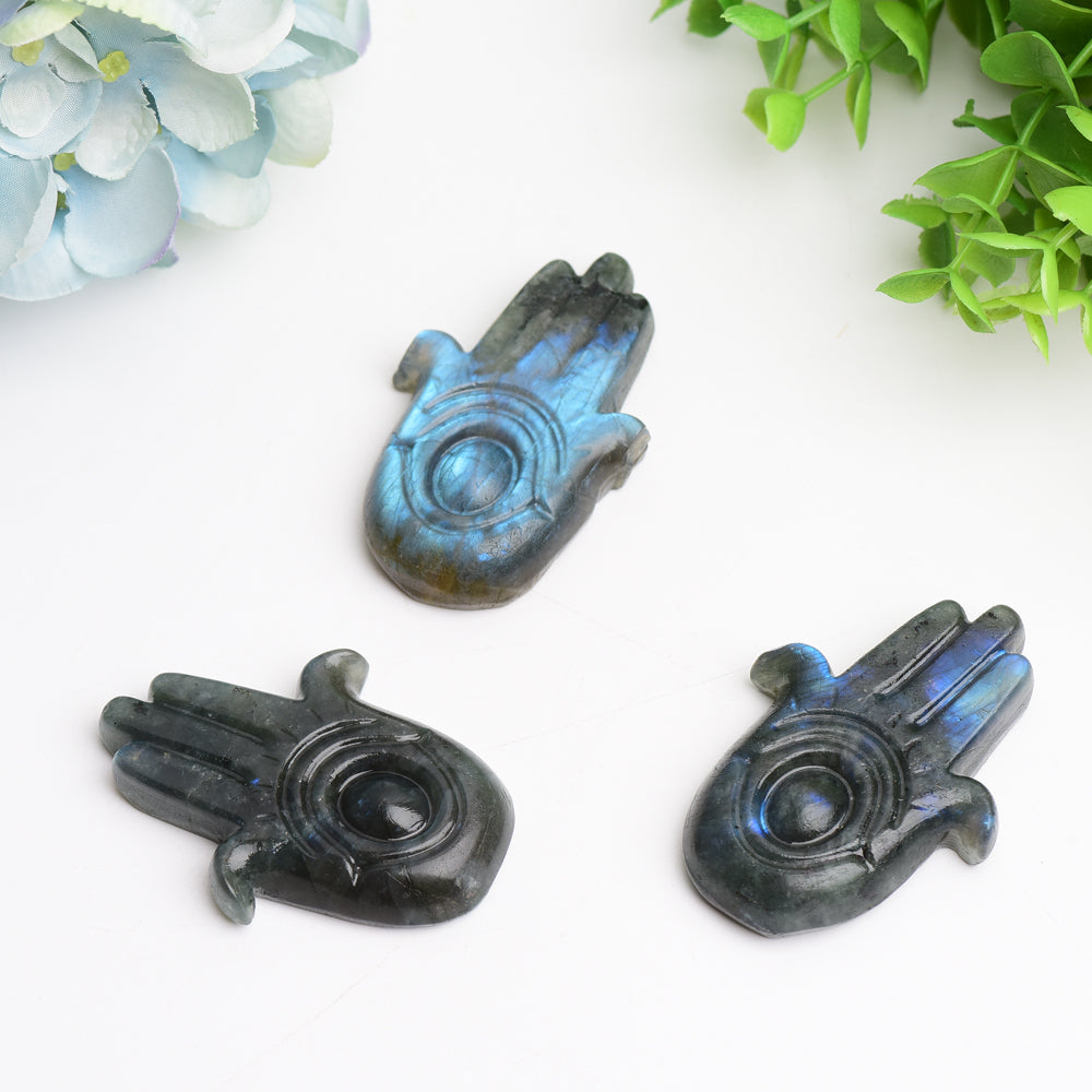 Figurine en cristal de labradorite de 2,5 pouces avec œil