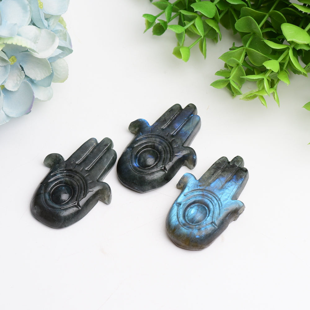 Figurine en cristal de labradorite de 2,5 pouces avec œil