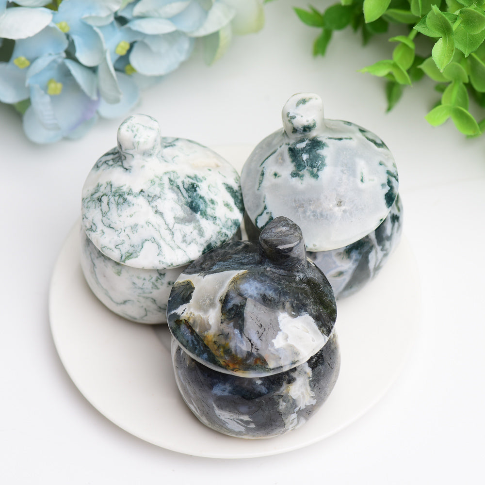 2.5 Inch Moss Agate Mushroom Crystal Figurine for Healing