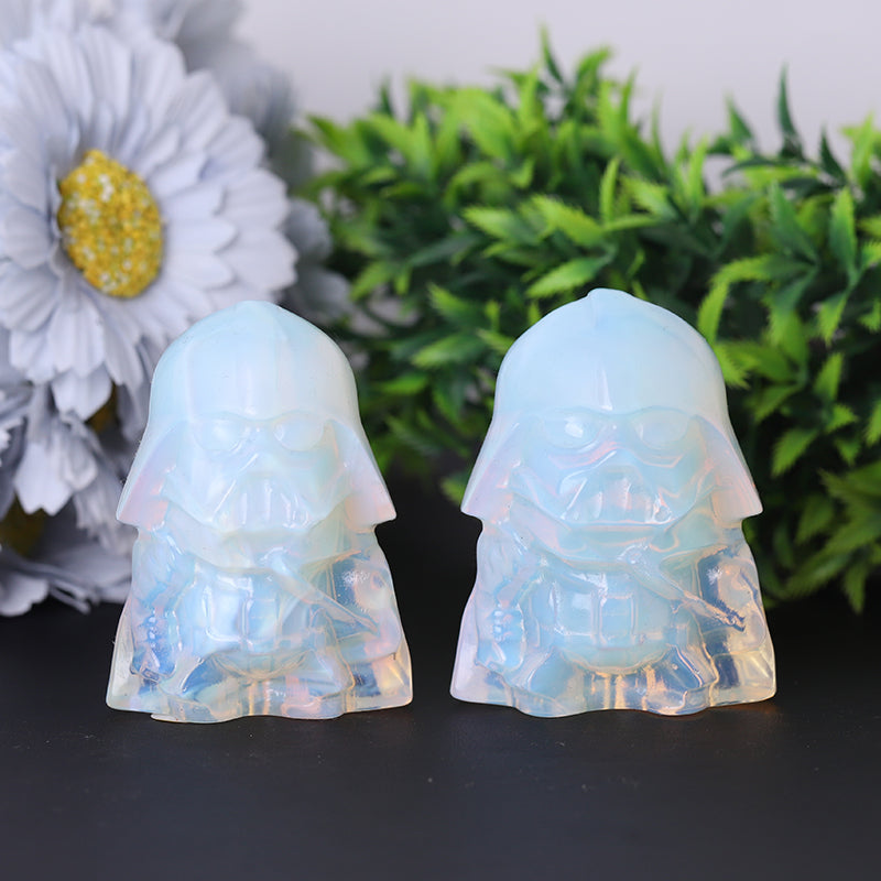 Figurine en cristal d'opalite sculptée de 2,5 pouces, casque