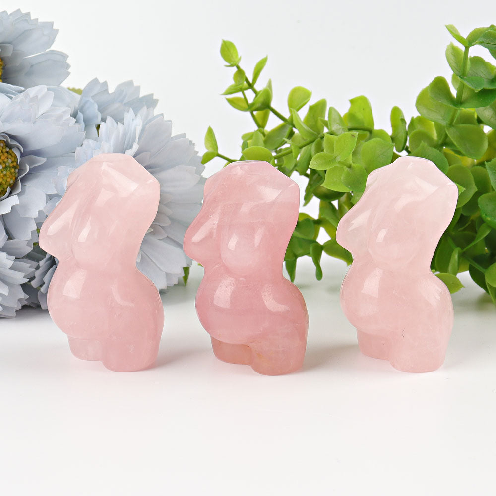 Figurine enceinte en cristal de quartz rose de 2,5 pouces