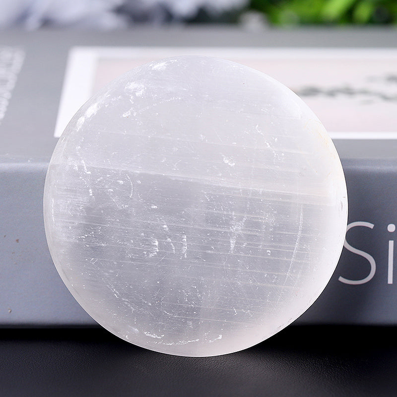 Pierre de palmier en sélénite de 6,35 cm avec motif gravé au laser