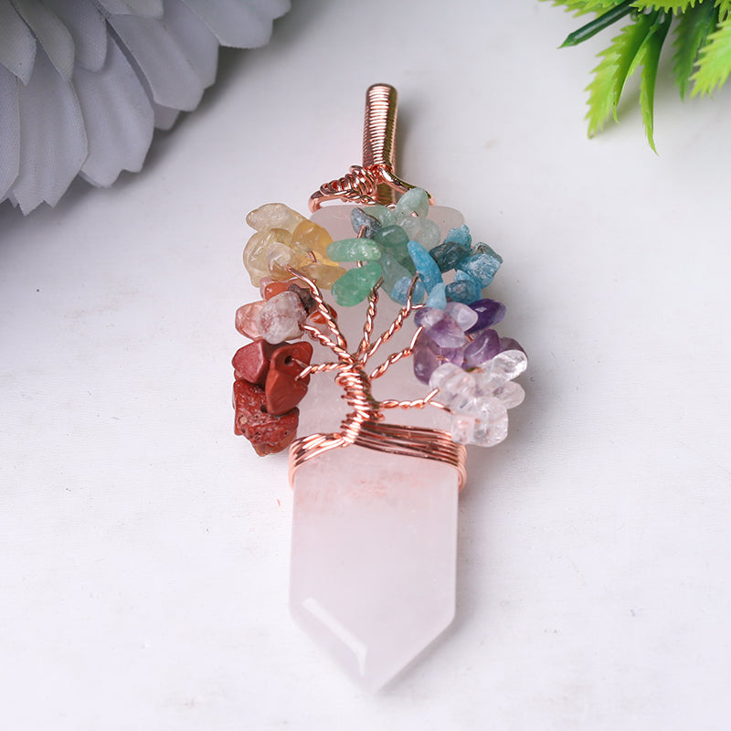 Pendentif en cristal Arbre de vie de 6,35 cm avec pierres précieuses curatives