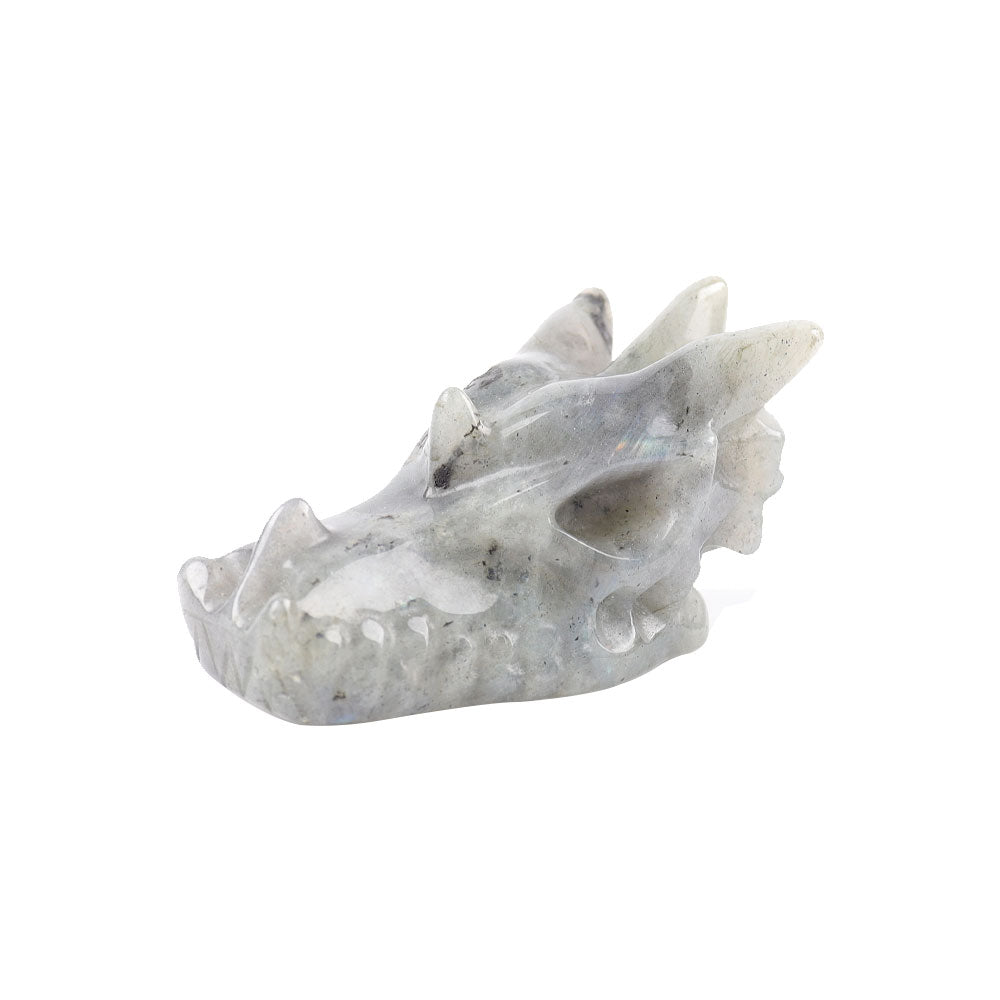 Sculpture de tête de dragon en cristal de labradorite de 2,57 pouces