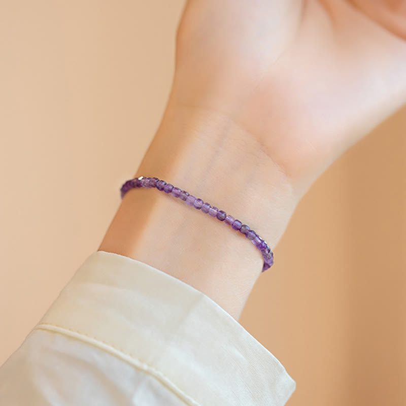 Bracelet de paix intérieure en améthyste de 2,5 mm et or 14 carats