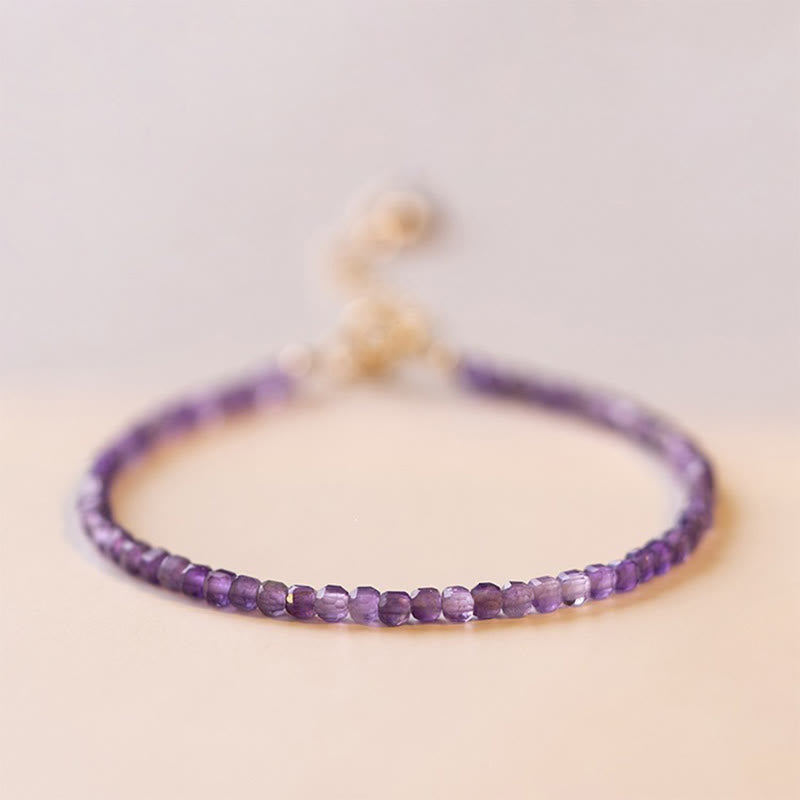 Bracelet de paix intérieure en améthyste de 2,5 mm et or 14 carats