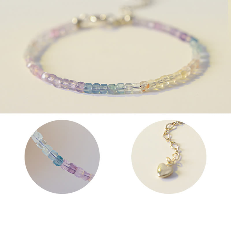 Bracelet cœur en cuivre et fluorite de 2,5 mm pour l'équilibre et la paix
