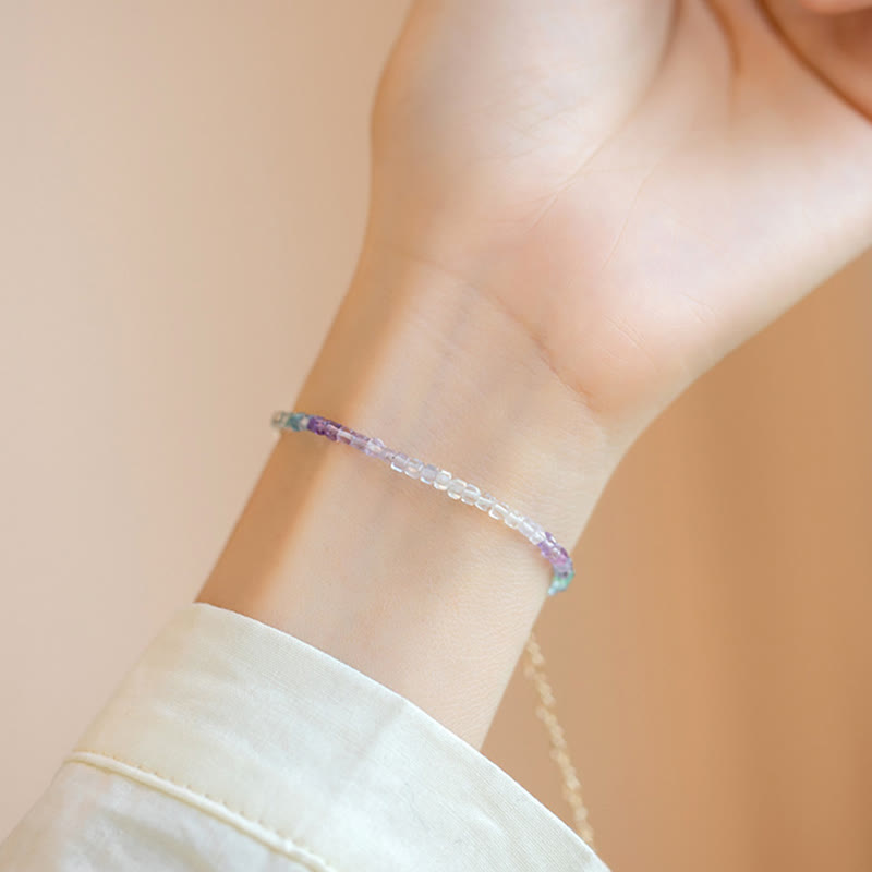 Bracelet cœur en cuivre et fluorite de 2,5 mm pour l'équilibre et la paix