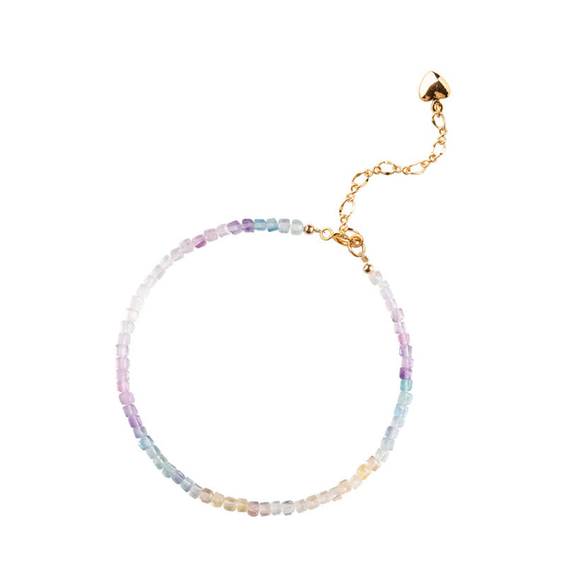 Bracelet cœur en cuivre et fluorite de 2,5 mm pour l'équilibre et la paix