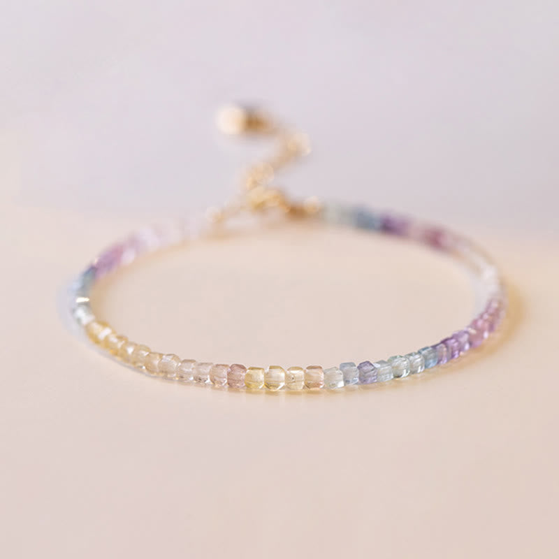 Bracelet cœur en cuivre et fluorite de 2,5 mm pour l'équilibre et la paix