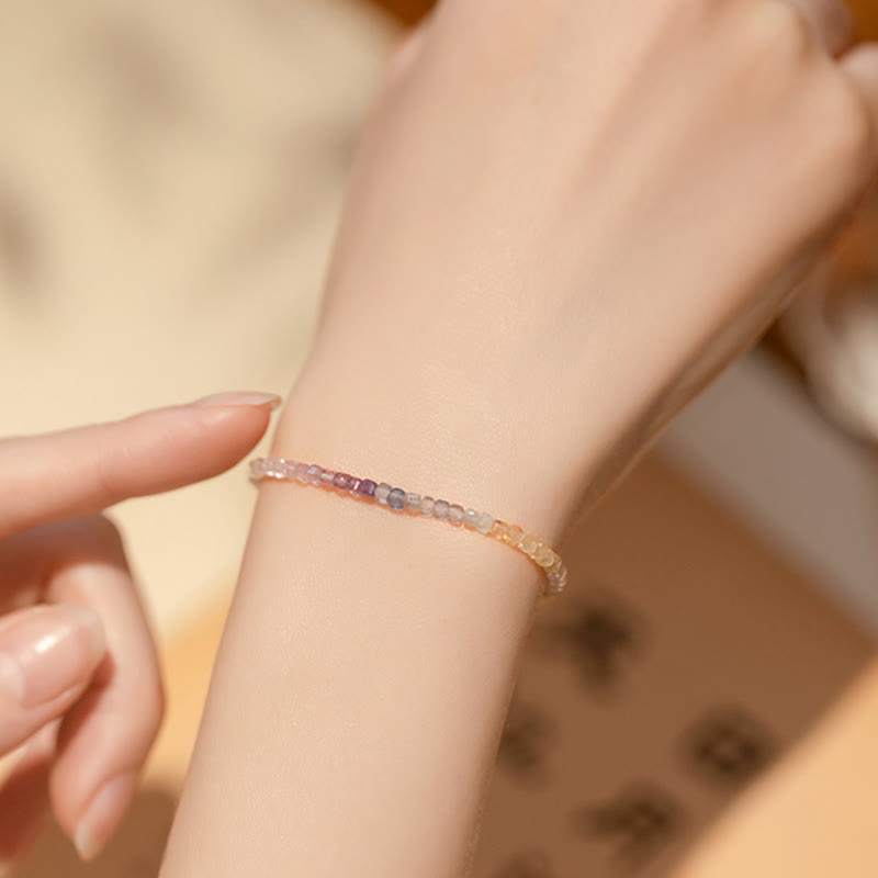 Bracelet cœur en cuivre et fluorite de 2,5 mm pour l'équilibre et la paix