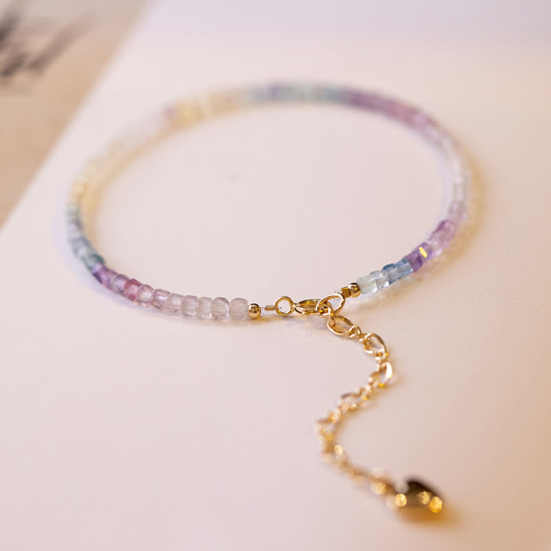 Bracelet cœur en cuivre et fluorite de 2,5 mm pour l'équilibre et la paix