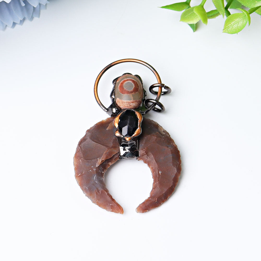 2.6 inch Agate Moon Shape Crystal Pendant for Jewelry DIY
