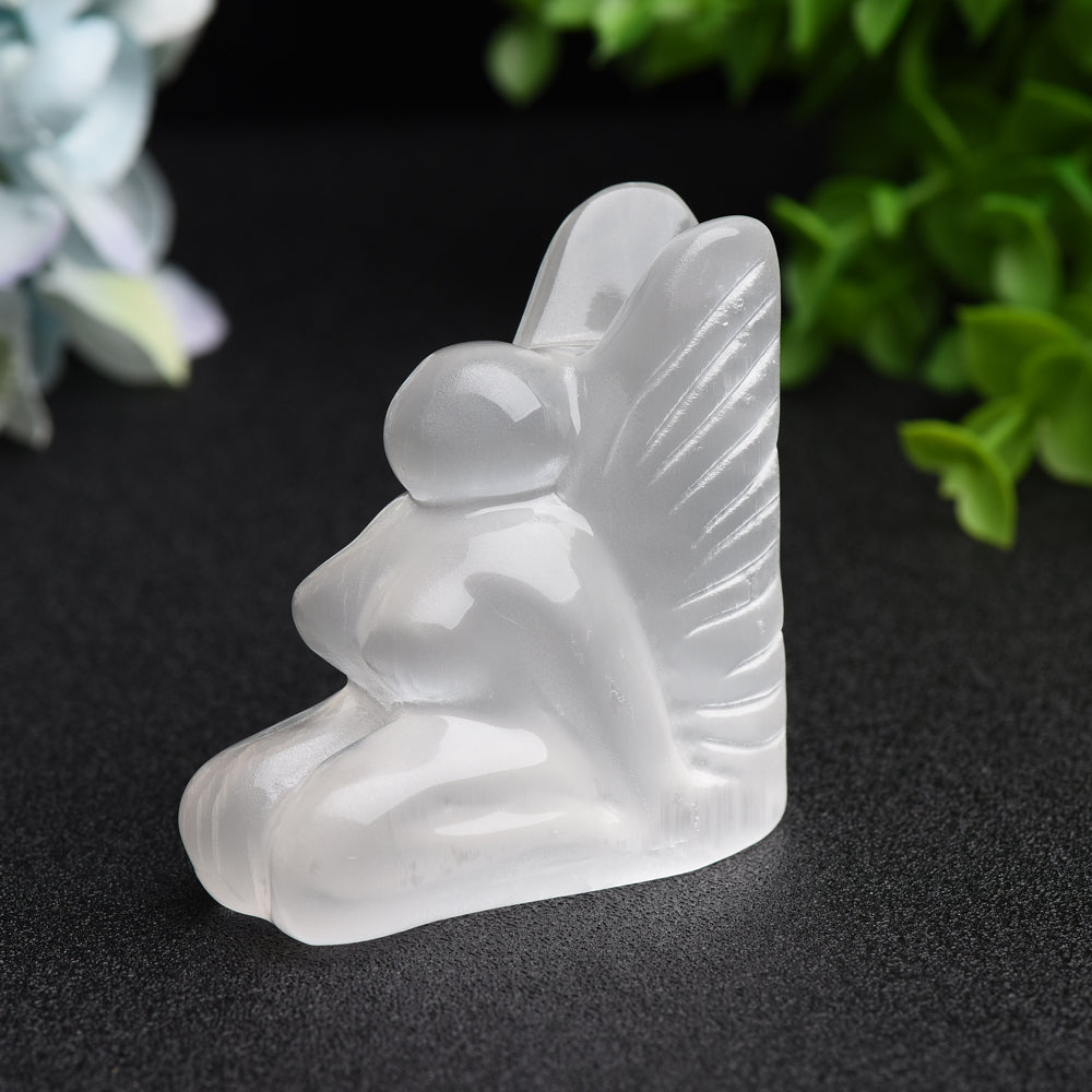 Sculpture en cristal de fée en sélénite de 2,6 pouces