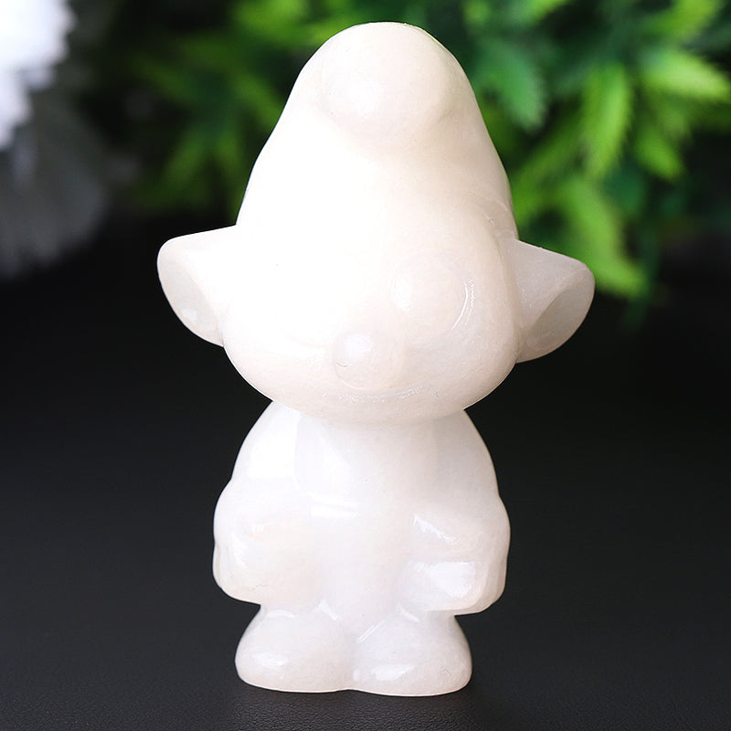 Figurine en cristal de jade blanc de 2,6 pouces représentant les Schtroumpfs