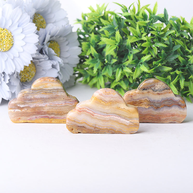 Figurine sculptée en cristal d'agate folle de 2,7 pouces