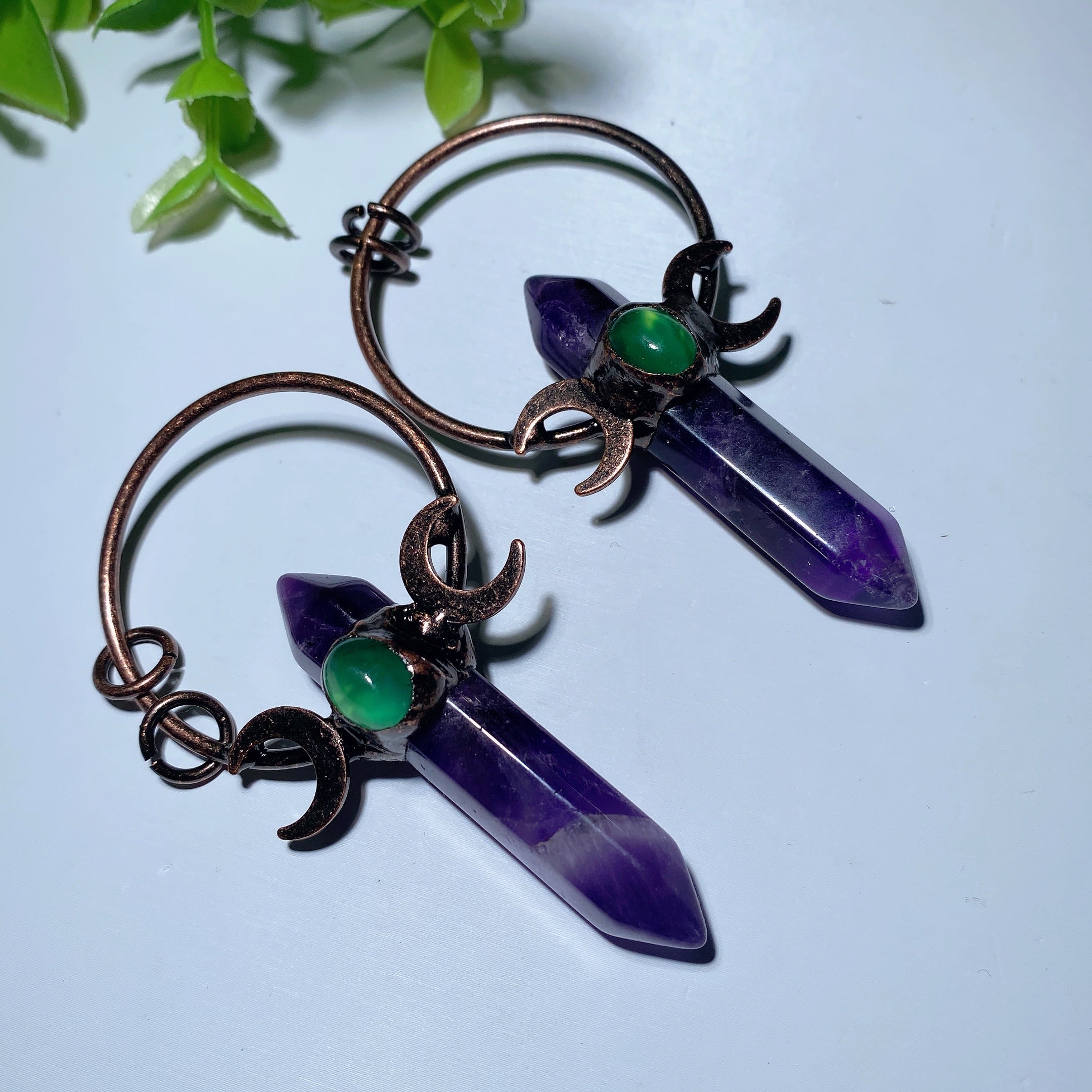 Pendentif à double pointe en améthyste de 2,7 pouces