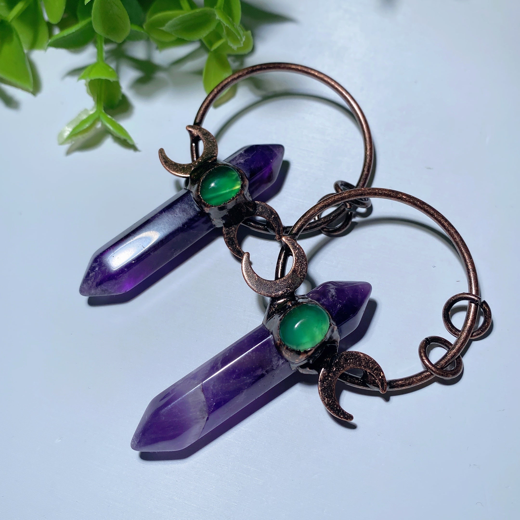 Pendentif à double pointe en améthyste de 2,7 pouces