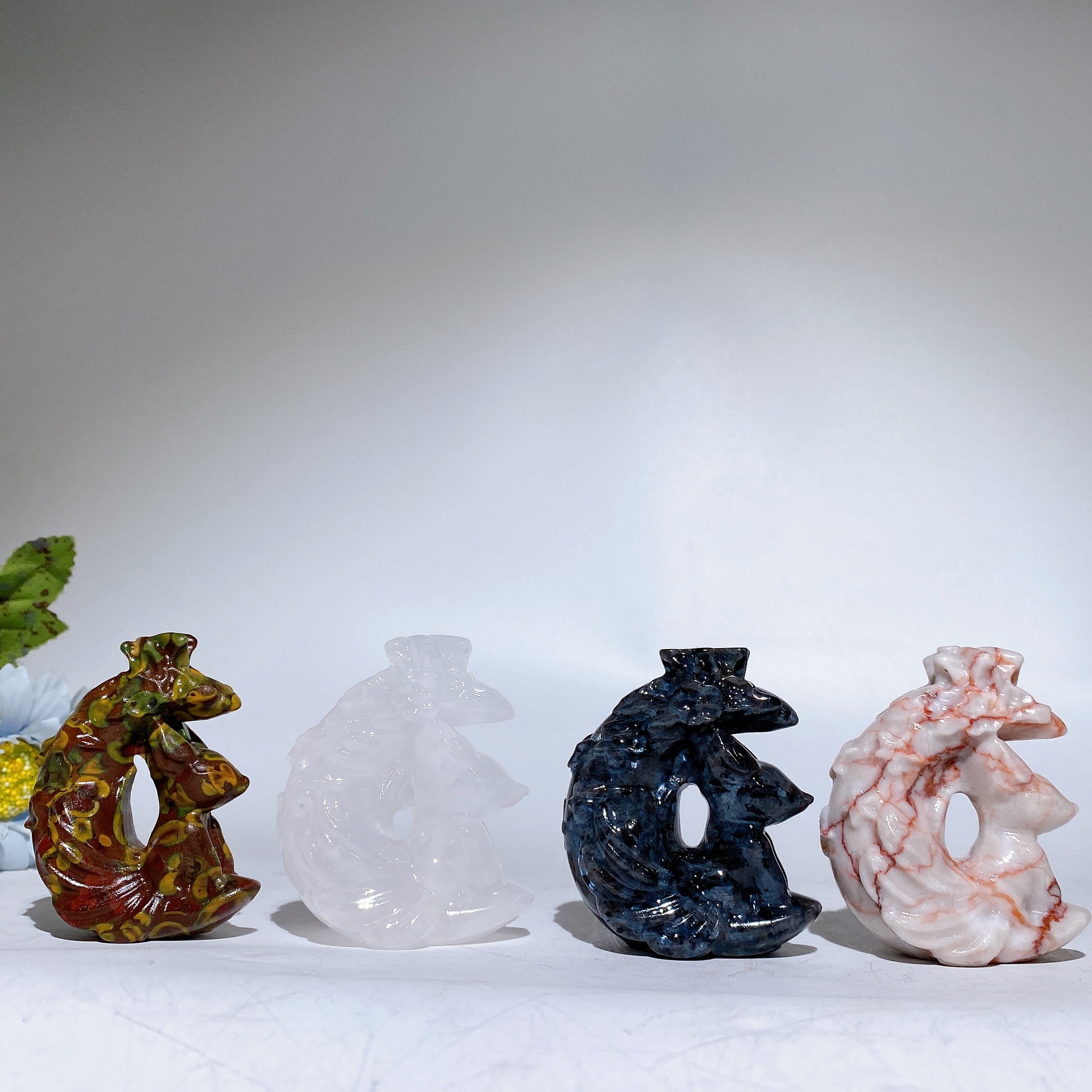 Figurine de guérison sculptée en cristal de renard et de lune de 2,7 pouces