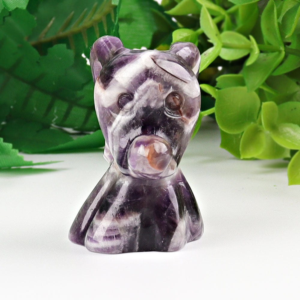 Figurine de chien en cristal d'améthyste de 2,8 pouces pour la guérison