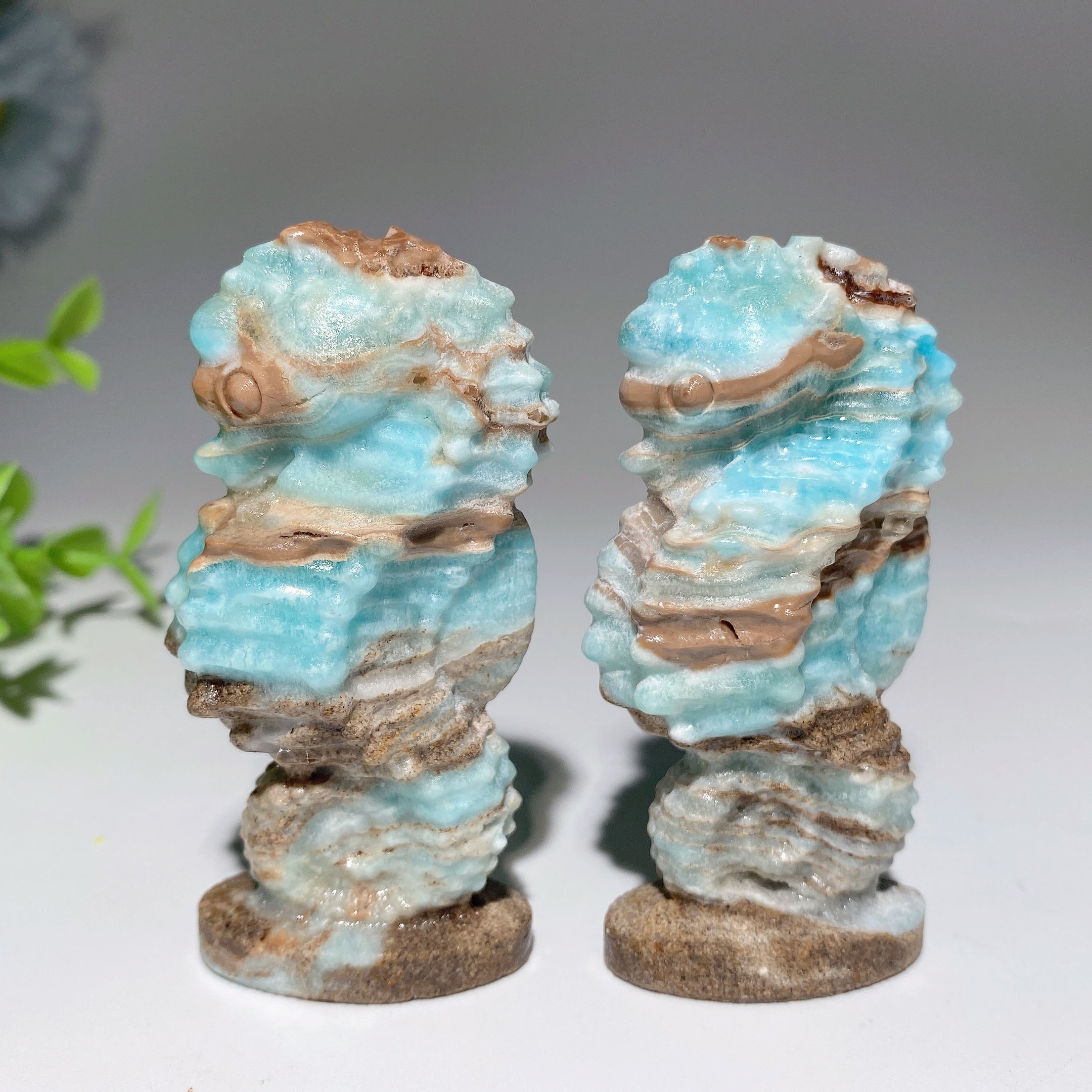 Sculpture en cristal d'hippocampe hémimorphite de 2,8 pouces
