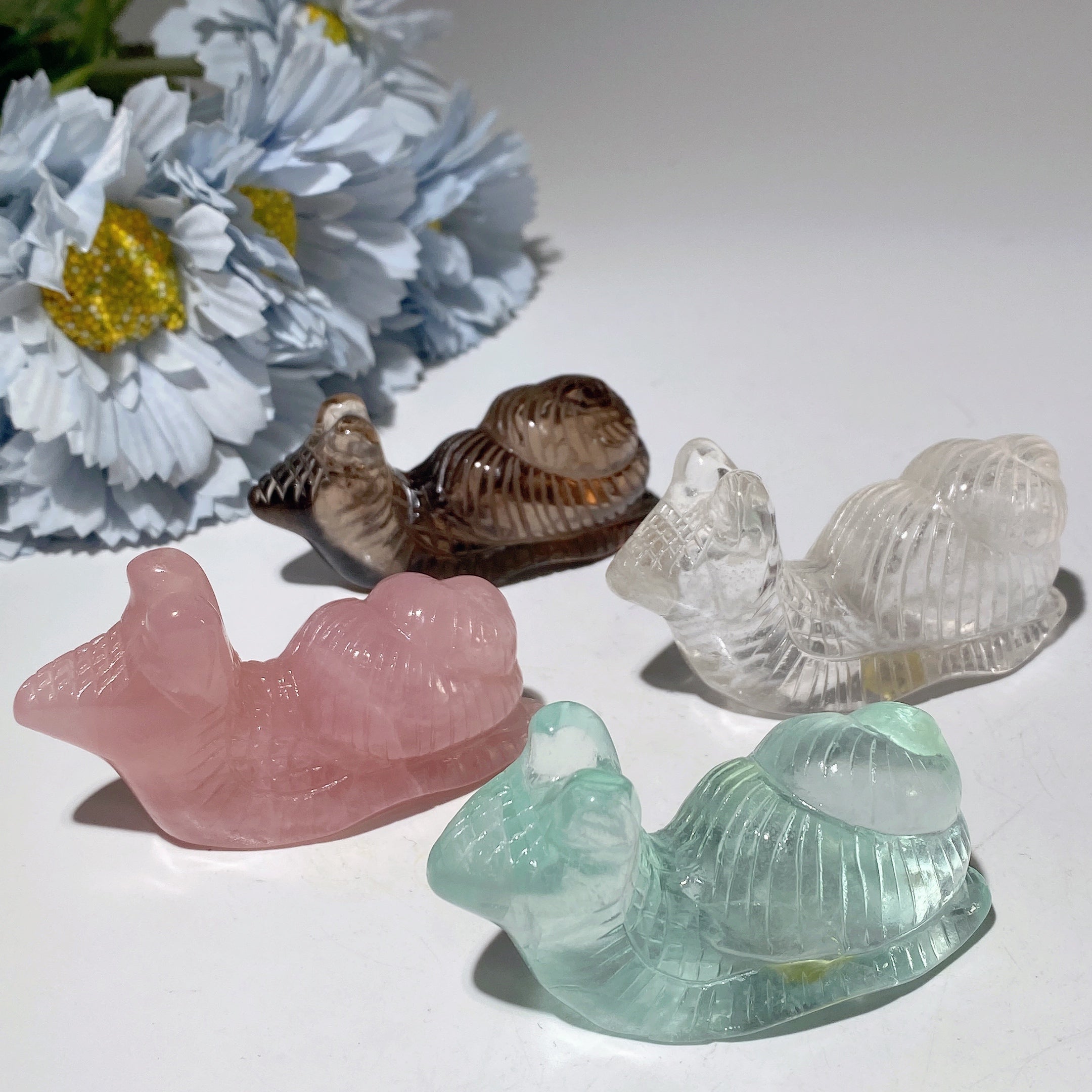 2.8 inch Mixed Crystal Snail Figurine for Spiritual Healing