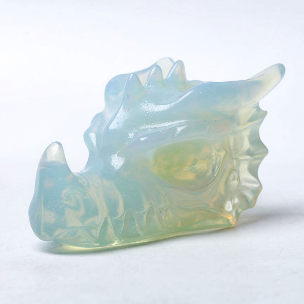 Figurine en cristal de tête de dragon en opalite de 2,8 pouces