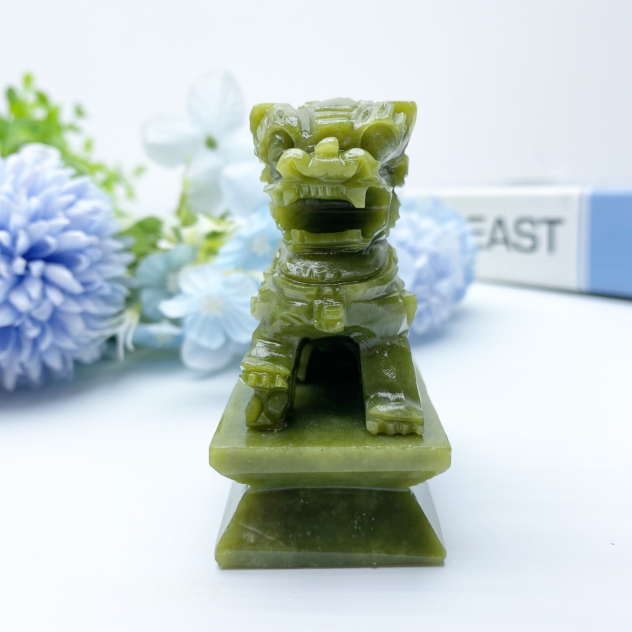 Figurine d'animal en cristal de lion serpentine de 2,8 pouces