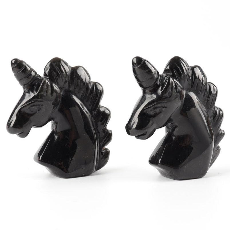 2 Inch Black Obsidian Unicorn Crystal Carving