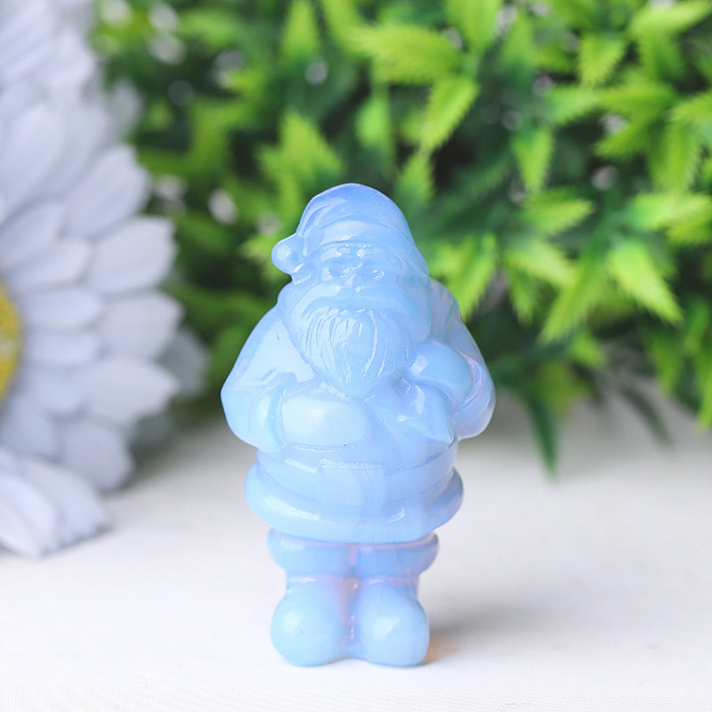 2-inch Blue Opalite Santa Claus Crystal Figurine Decor