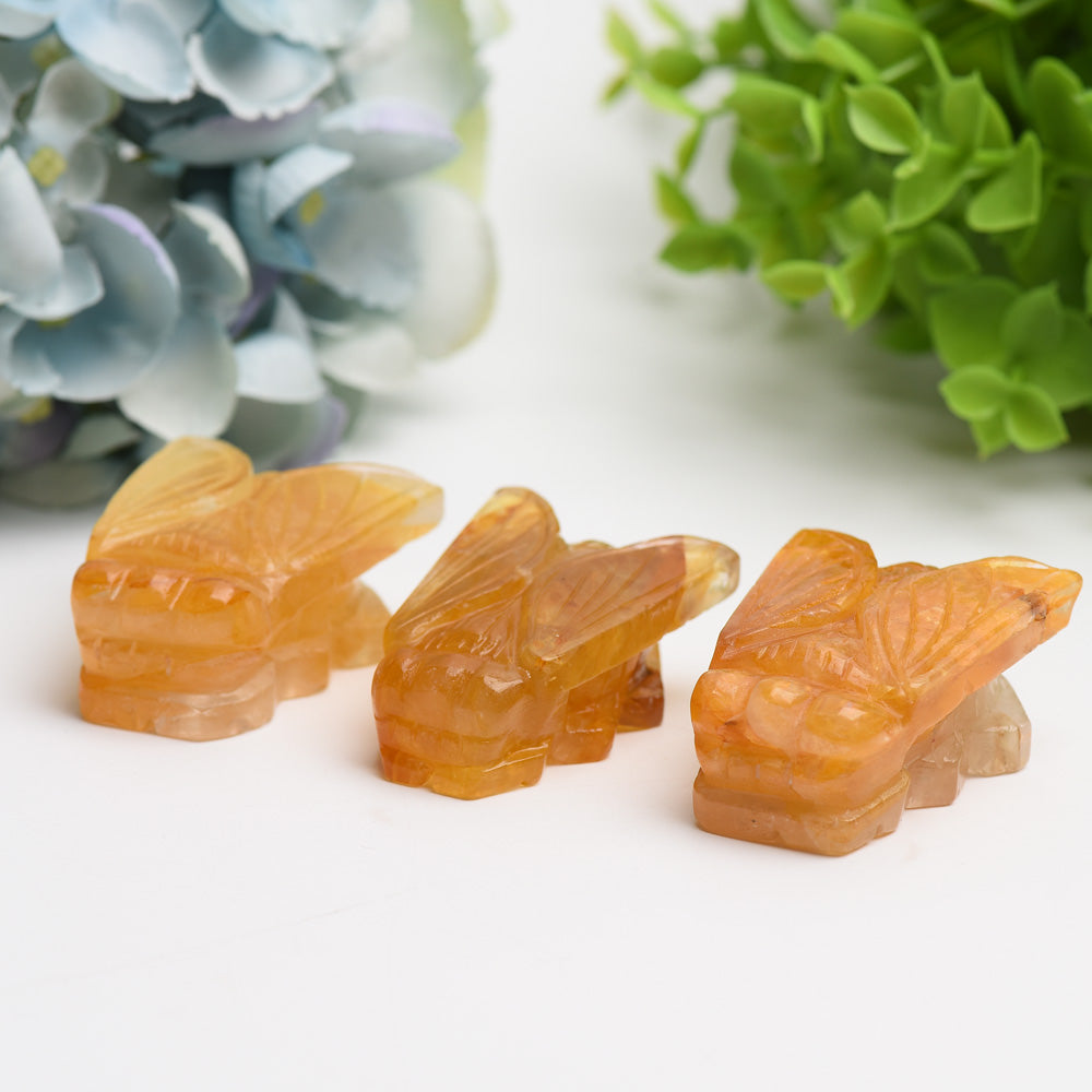 2-Inch Golden Healer Crystal Cicada Figurine Healing Energy