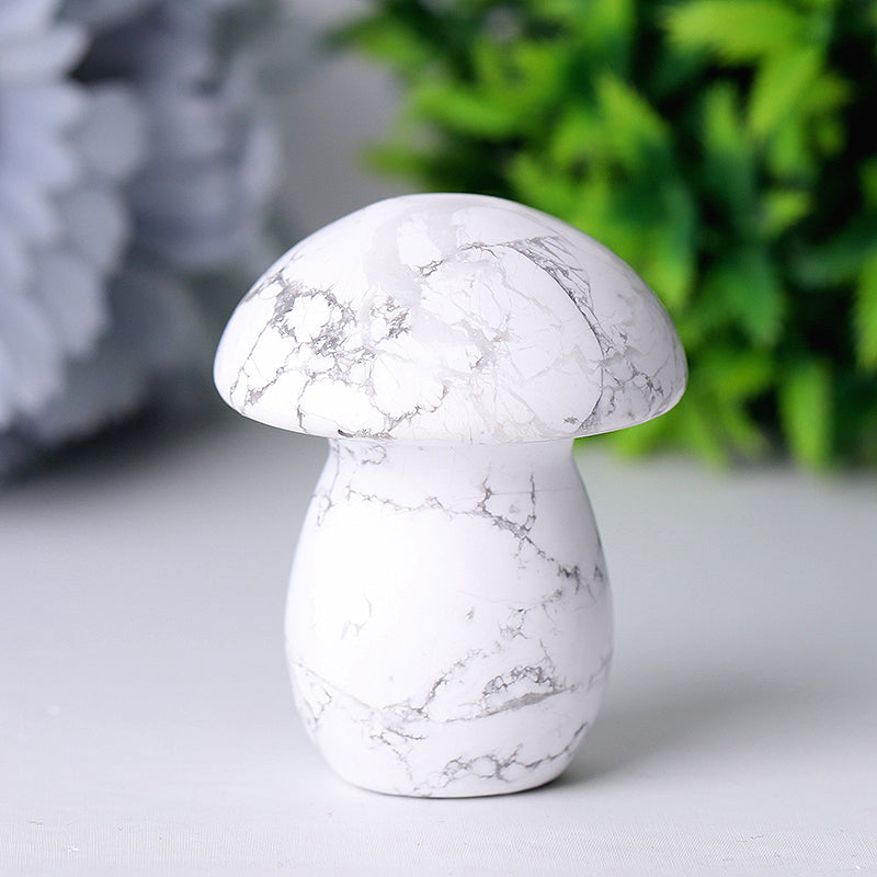 Figurine champignon en cristal Howlite de 2 pouces