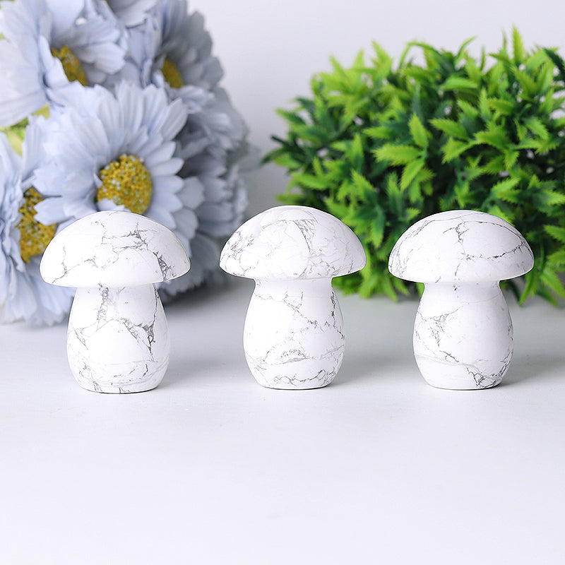 Figurine champignon en cristal Howlite de 2 pouces