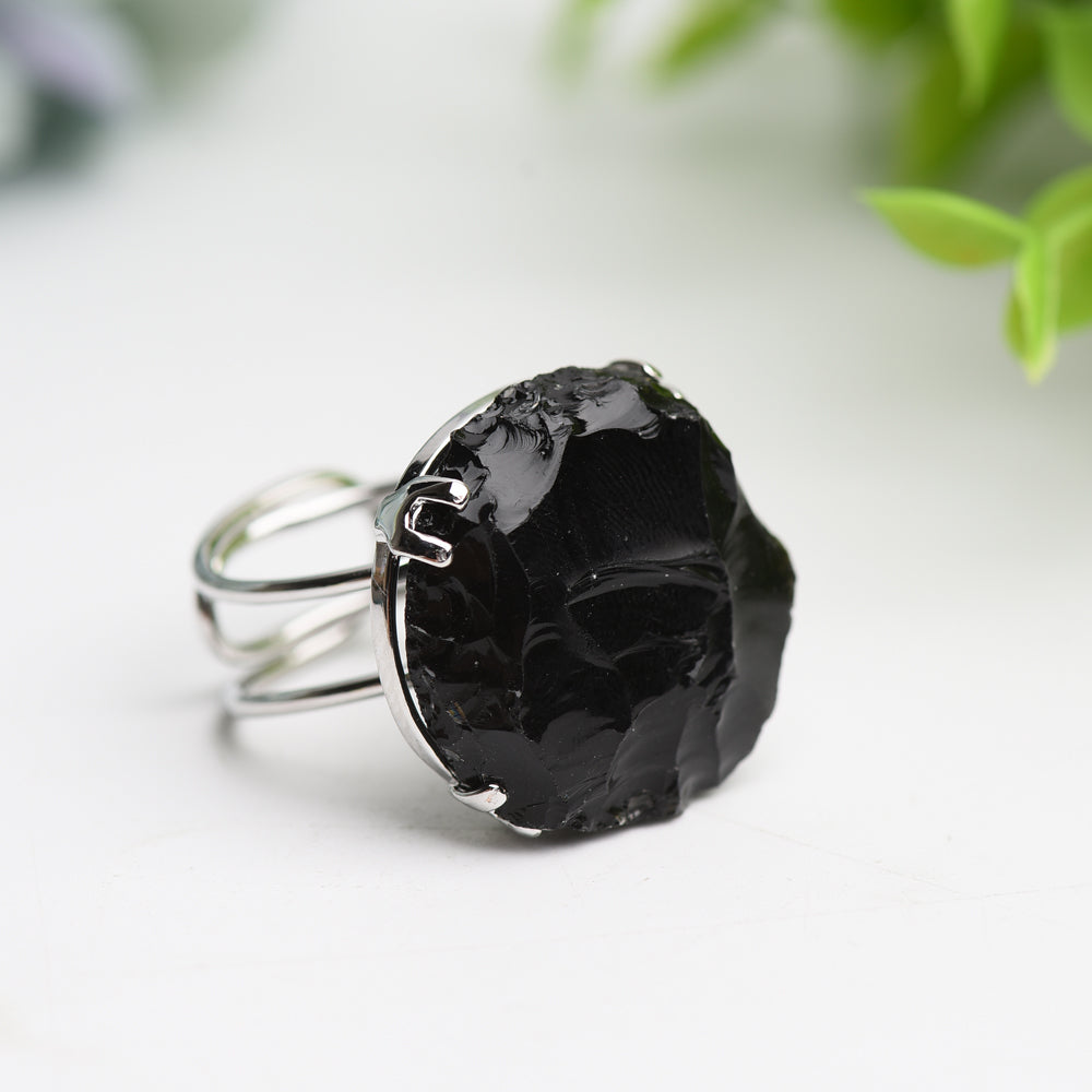 2-Inch Mixed Raw Stone Healing Ring for Spiritual Balance