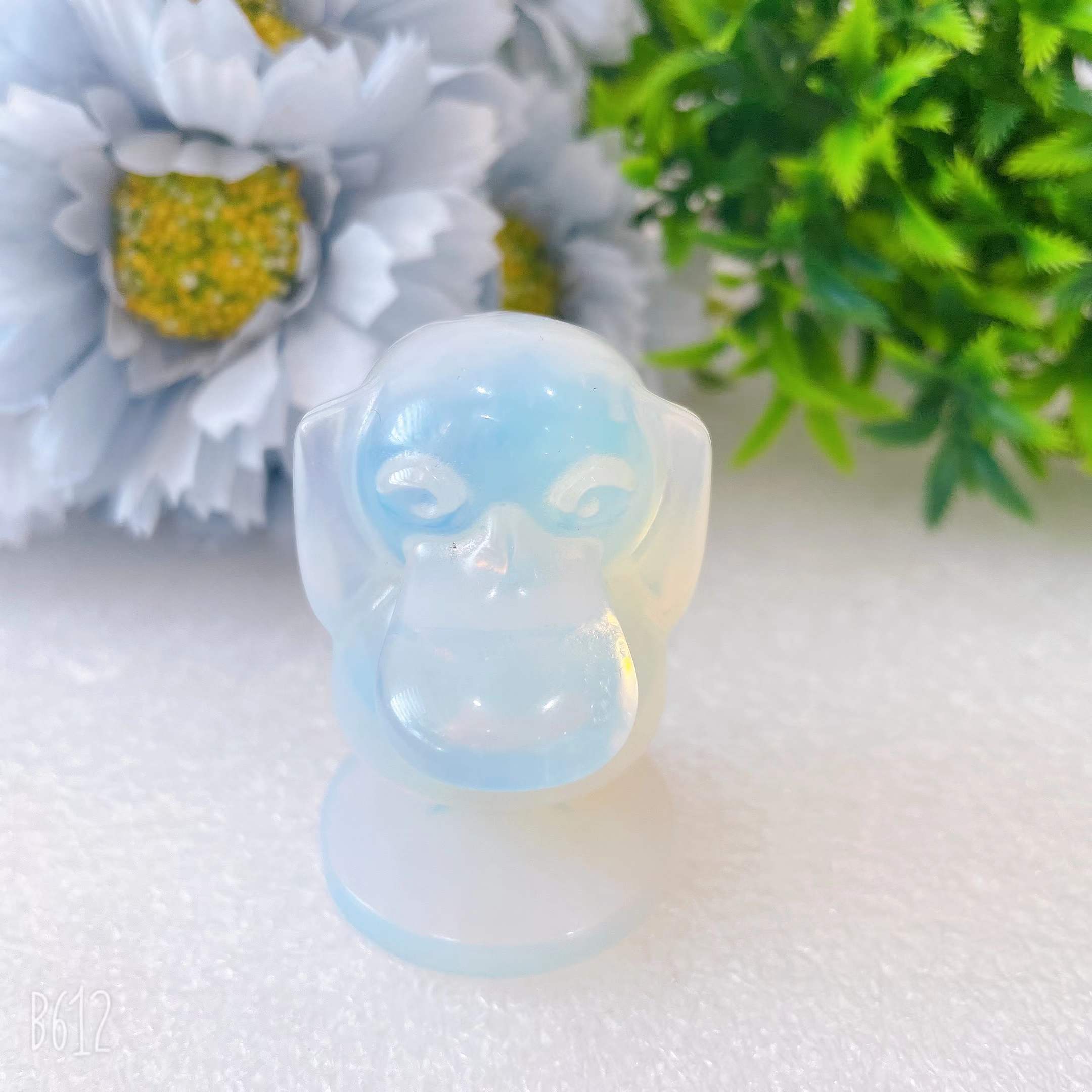 Figurine de canard en cristal d'opalite sculptée de 2 pouces