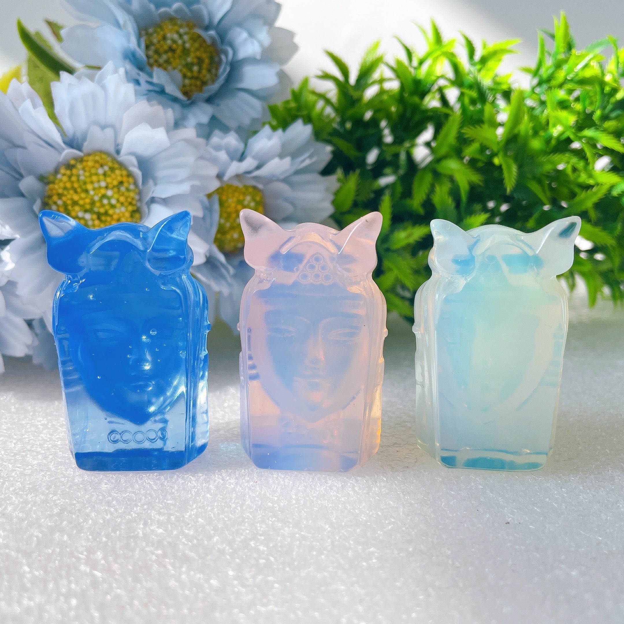 2-inch Pink & Blue Opalite Crystal Figurines Carvings