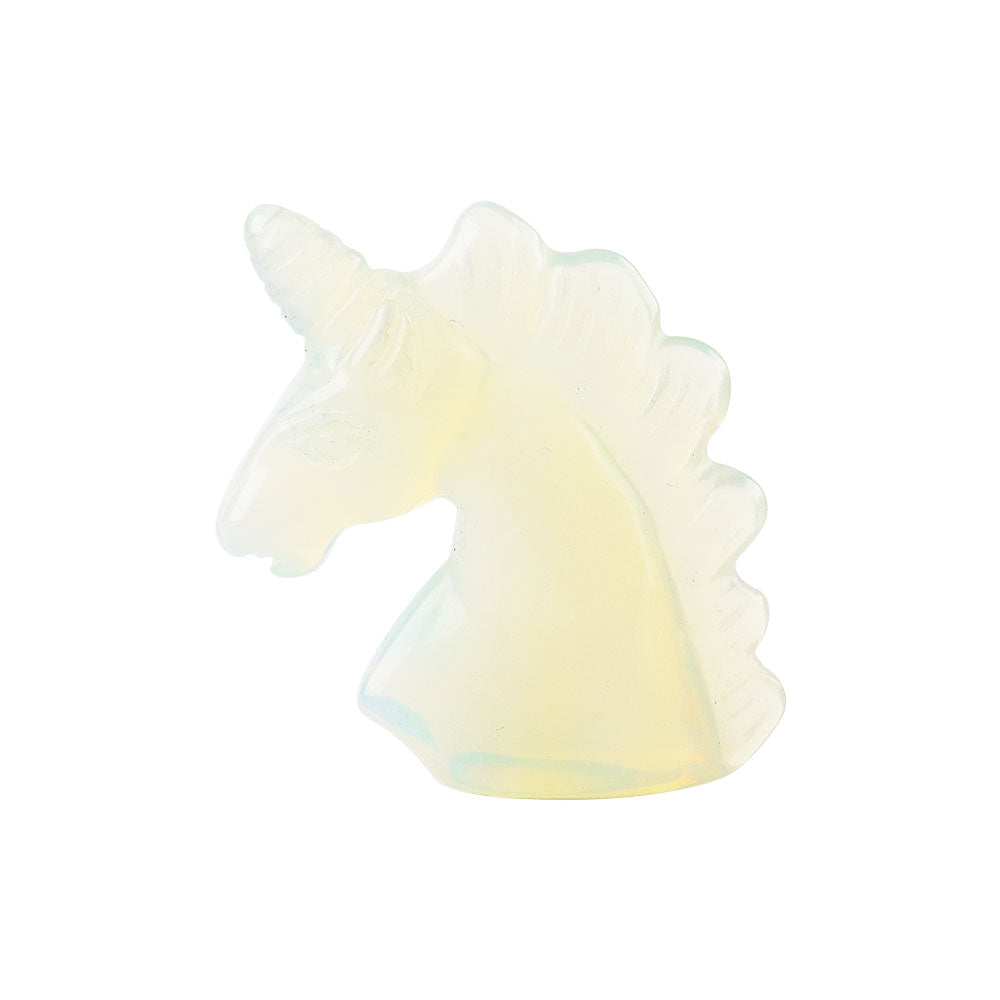 Figurine de licorne en cristal d'opalite poli de 2 pouces