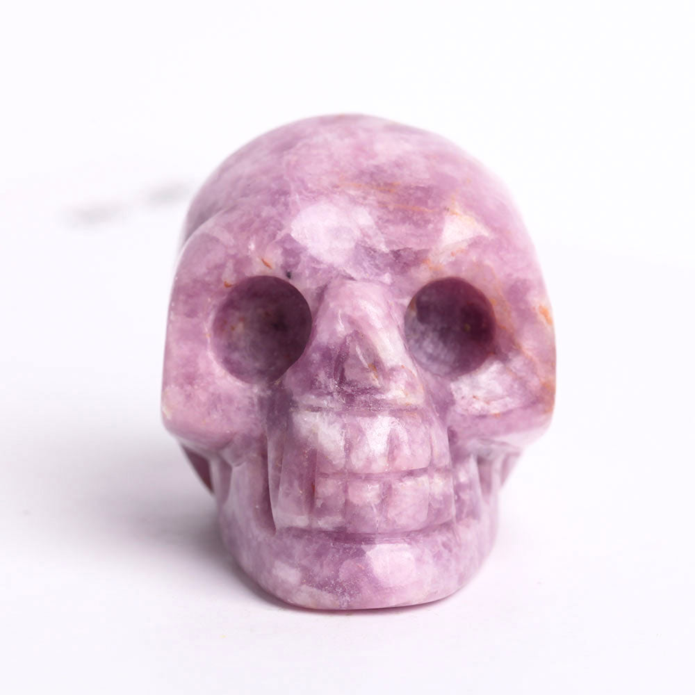 Sculpture de crâne en cristal de mica violet de 5 cm pour la guérison