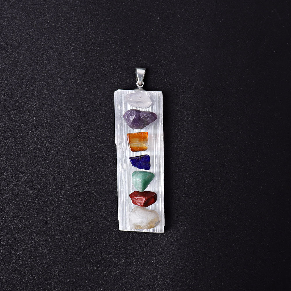 Pendentif de guérison des chakras en sélénite de 2 pouces