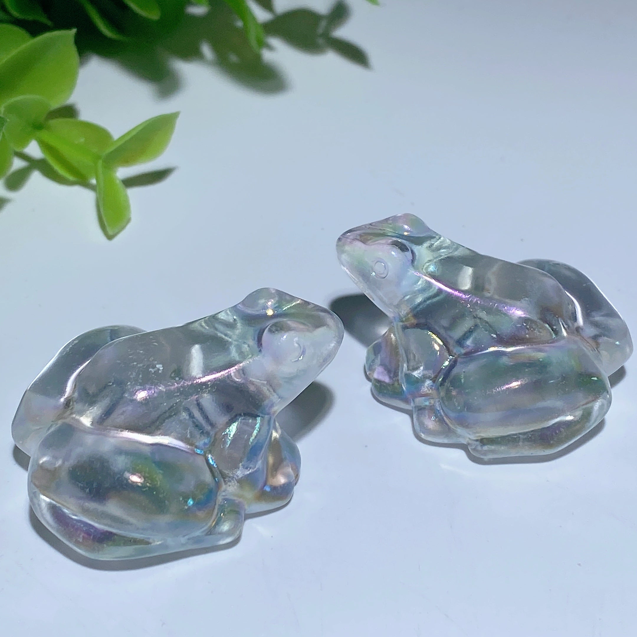 Sculpture de grenouille en cristal blanc de 2 pouces pour décoration de guérison