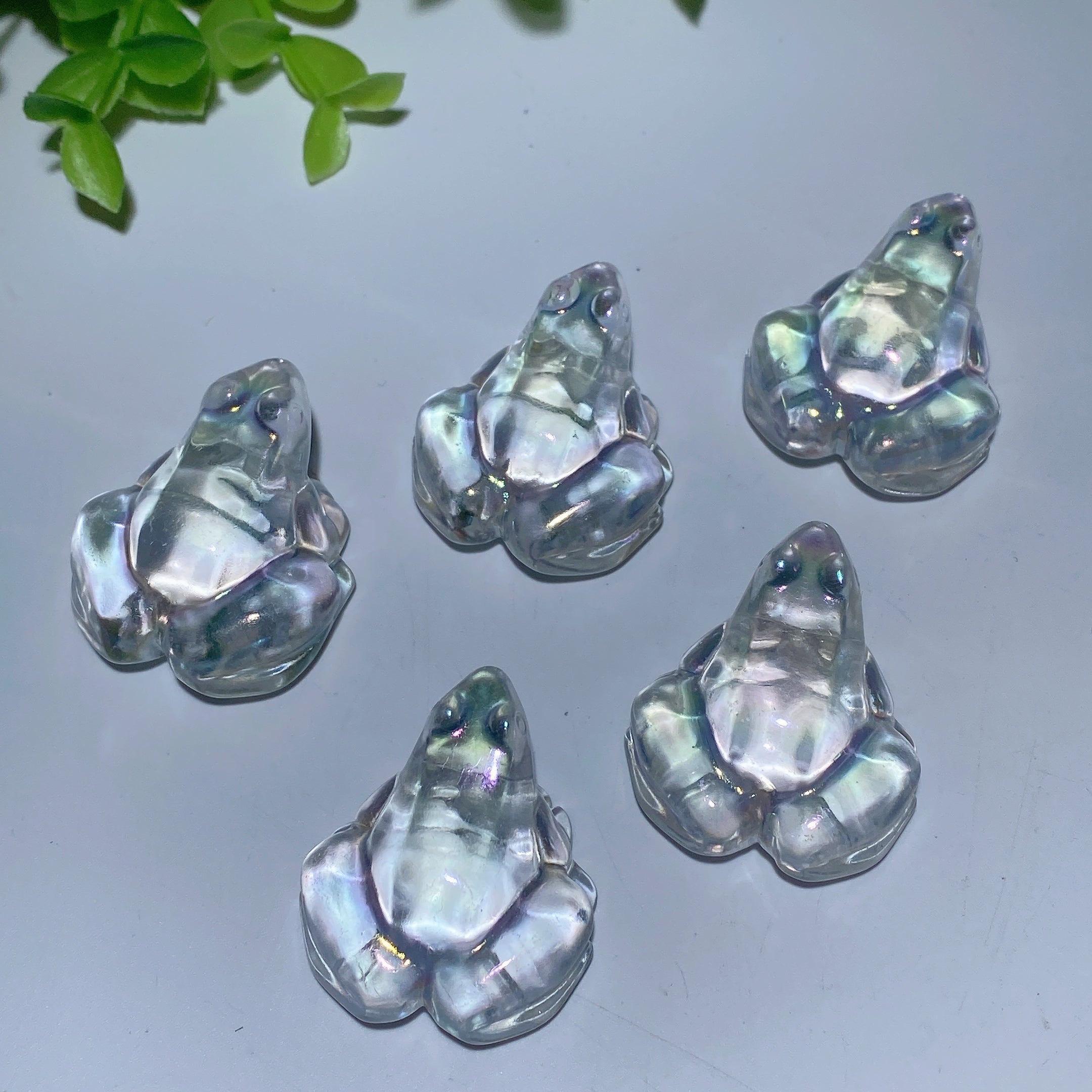 Sculpture de grenouille en cristal blanc de 2 pouces pour décoration de guérison