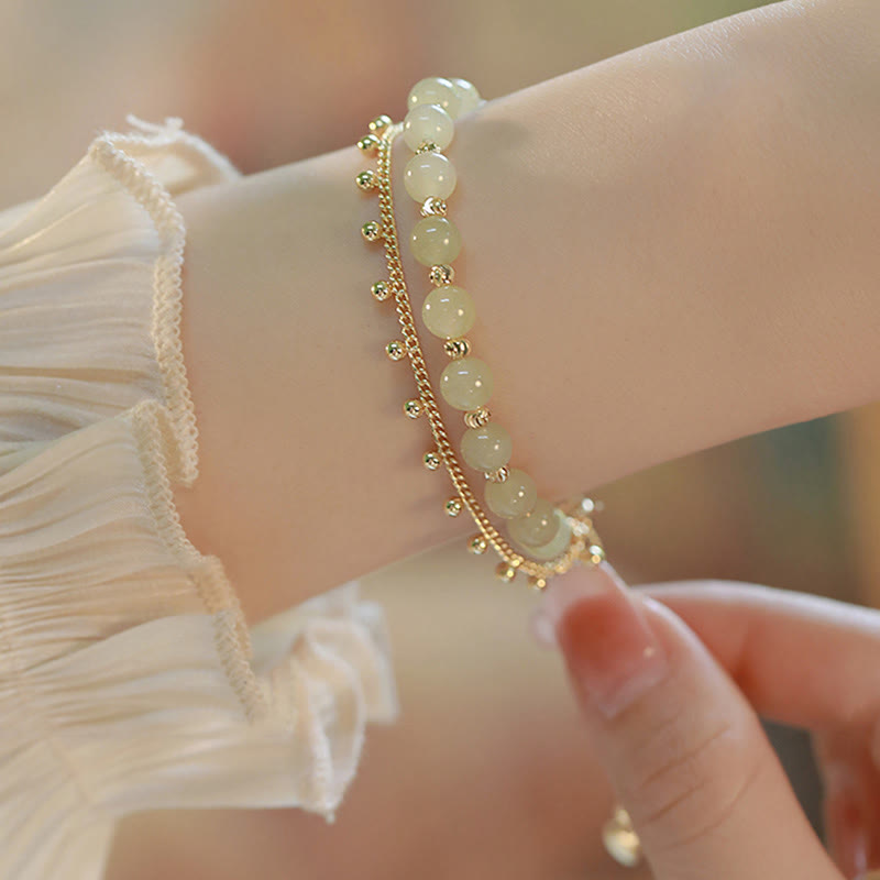 Bracelet en jade Hetian à deux couches pour la chance et la prospérité