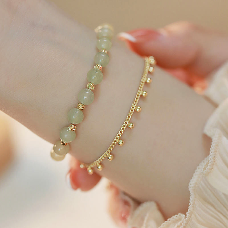 Bracelet en jade Hetian à deux couches pour la chance et la prospérité