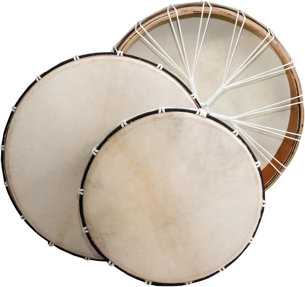 Traditional 20-inch Mahogany Frame Drum with Goat Skin surface and white drumheads