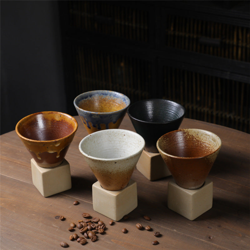 Tasse à café vintage en céramique dégradée avec base, 200 ml | Décor Zen