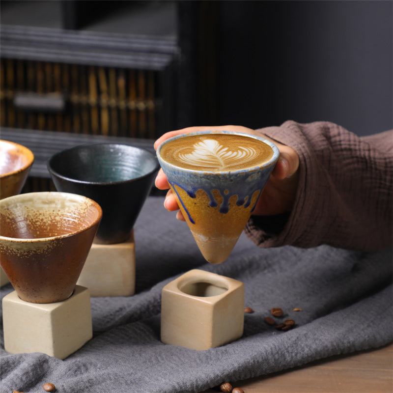 Tasse à café vintage en céramique dégradée avec base, 200 ml | Décor Zen