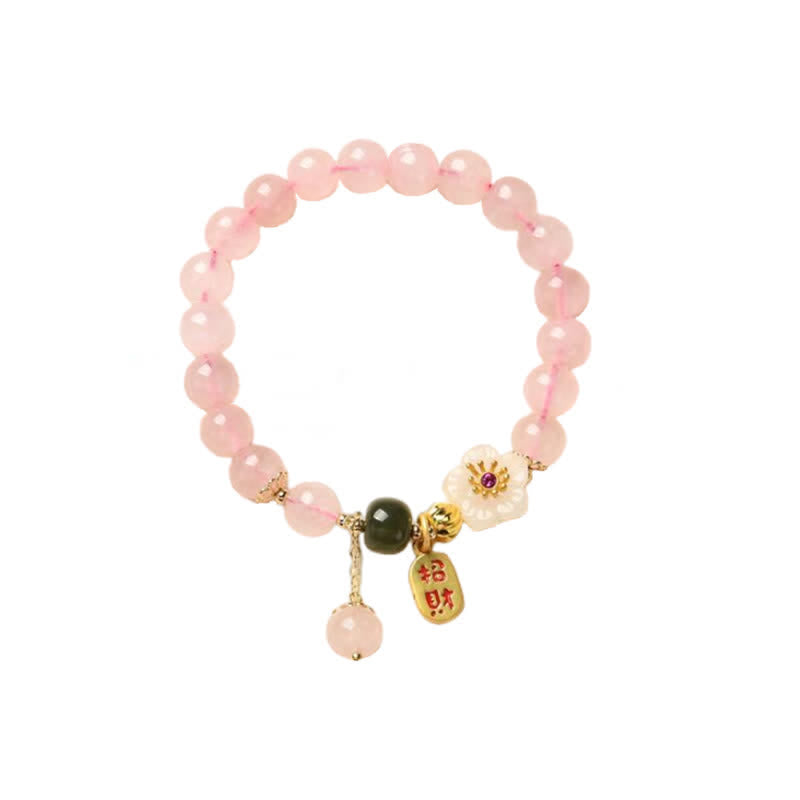 Bracelet d'amour en cristal de quartz rose de 8 mm pour une chaleur apaisante