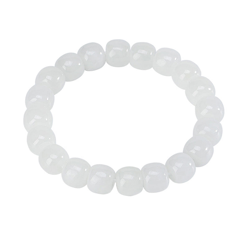 Bracelet de protection en jade blanc de 8 mm pour le bonheur et la chance